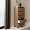 Kommode mit 5 Schubladen, Natur Nussbaumfarbe, 47x127H, montiert