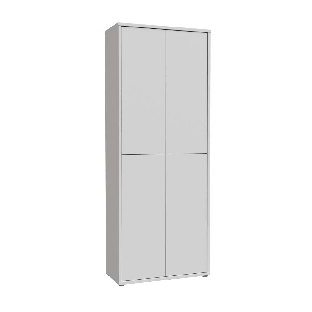 Armoire multi-usage 4 portes 74.5x35x192 coloris gris clair Medea