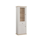 PNTV711-Q214 VITRINE IN WEISS UND EICHE MIT 2 TÜREN UND EINER SCHUBLADE