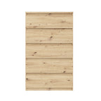 Cassettiera 5 cassetti  colore rovere 77.2x42.2x128H Morgan