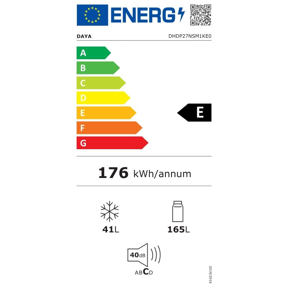 Frigorifero doppia porta DHDP27NSM1KE0 206 lt defrost nero classe E Daya