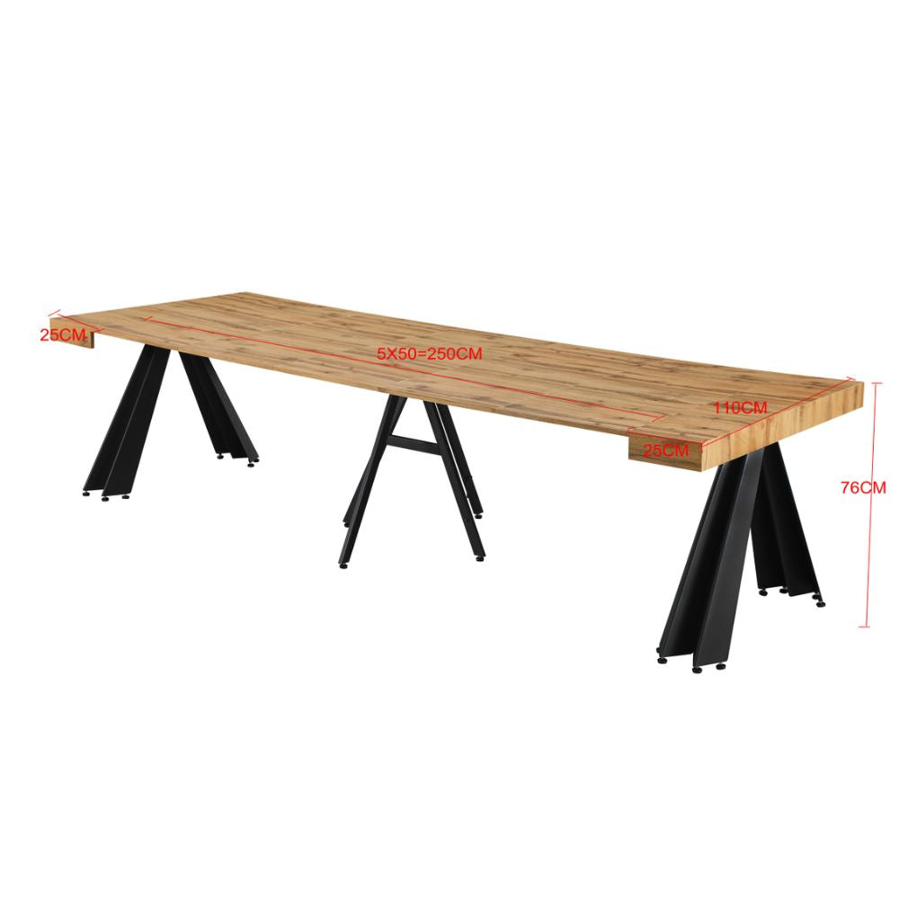 Consolle allungabile piano rovere e gambe in metallo nero Kresio