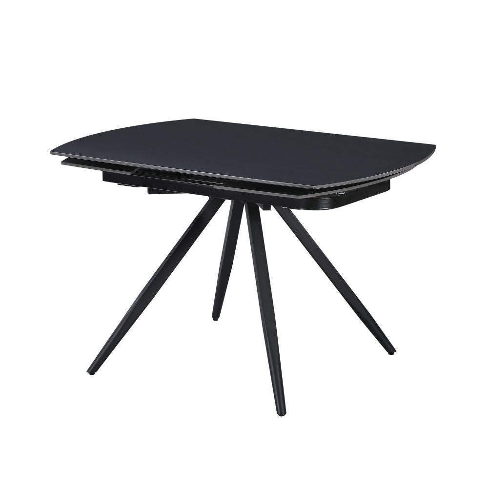 Tavolo girevole allungabile con piano in ceramica effetto marmo nero opaco 120x88x76H Kitti