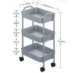 Carrello da cucina 3 ripiani in metallo nero con ruote - Tier