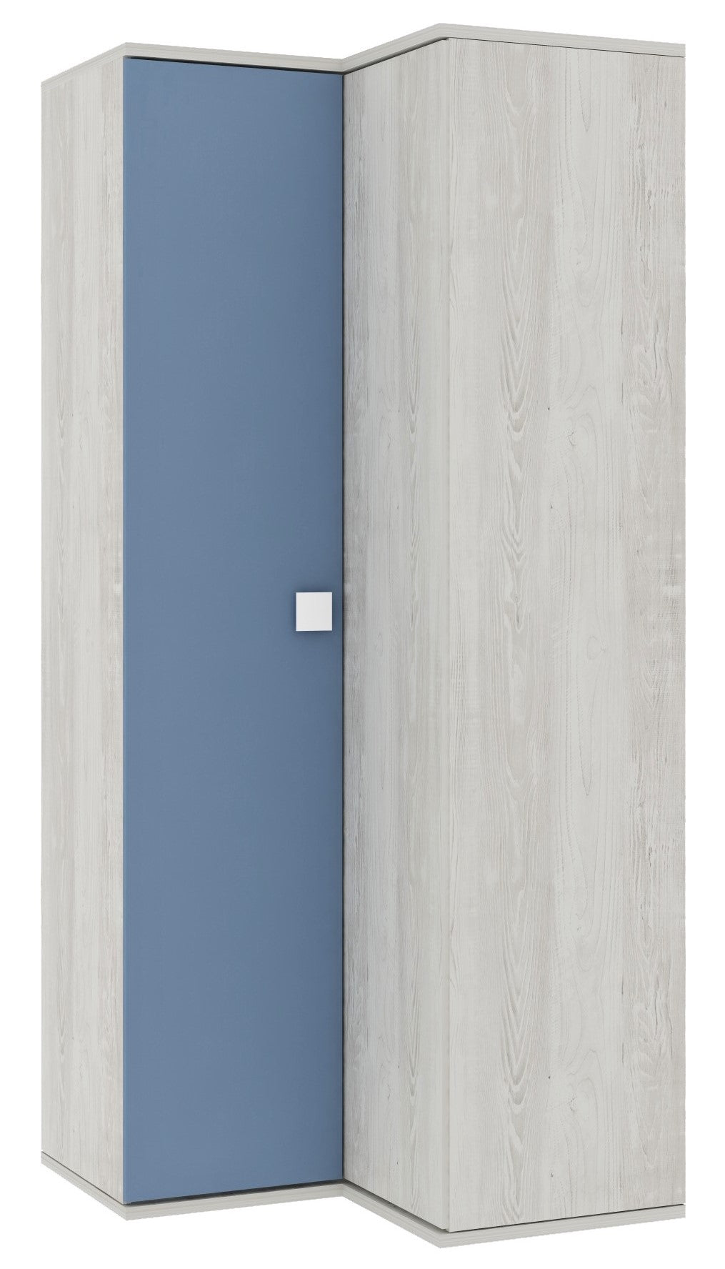 Armadio angolare 98x223h cm colore bianco consumato e celeste