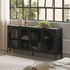 Metall Sideboard mit 4 Gittertüren, schwarz, 160x40x90H Tayra