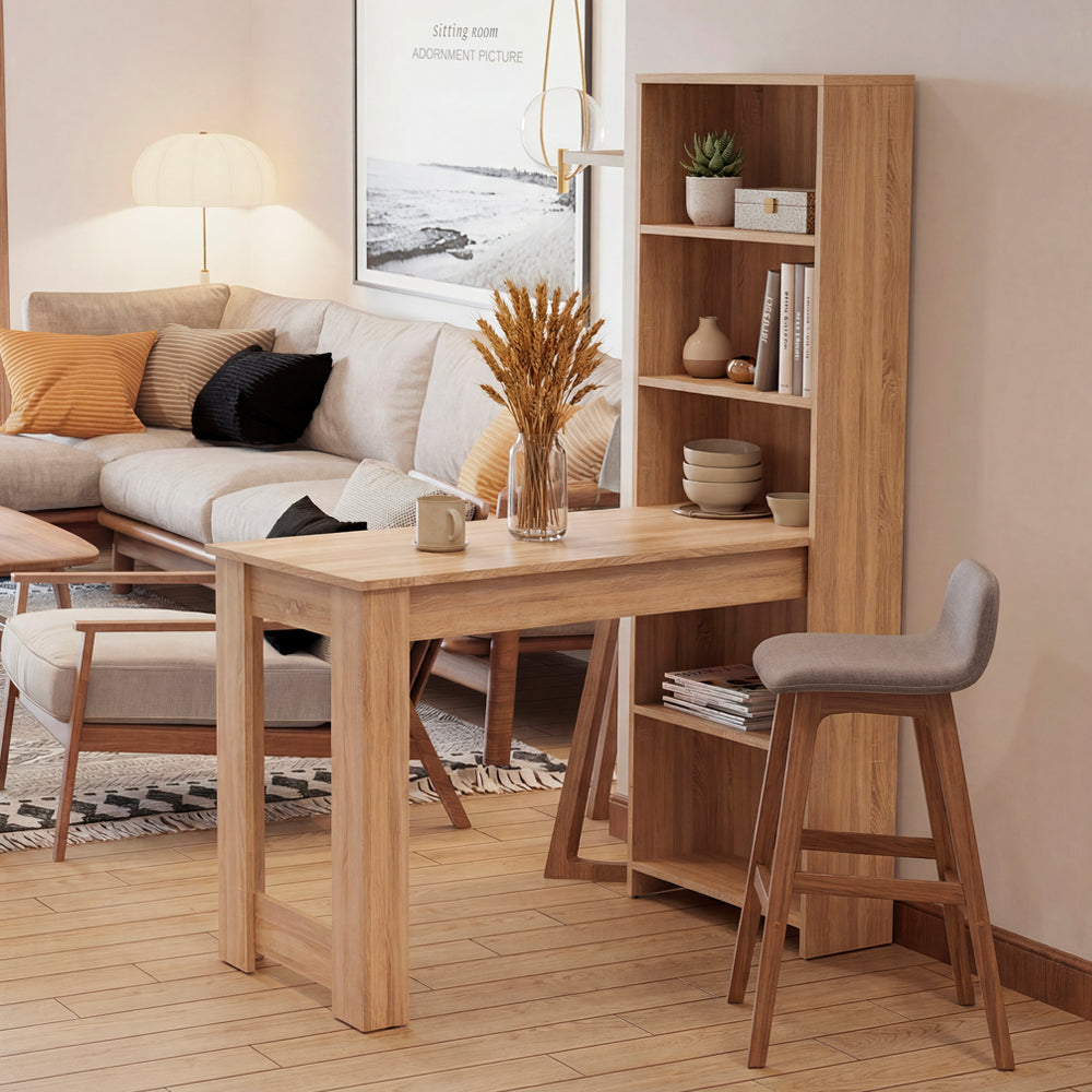 Tavolo penisola con libreria integrata colore rovere Mojo02