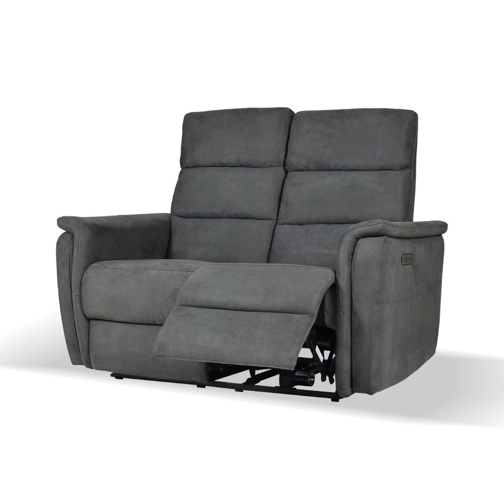 Canapé 2 places avec relax électriques en tissu gris - Faber