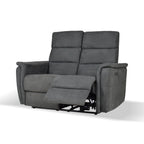 Canapé 2 places avec relax électriques en tissu gris - Faber