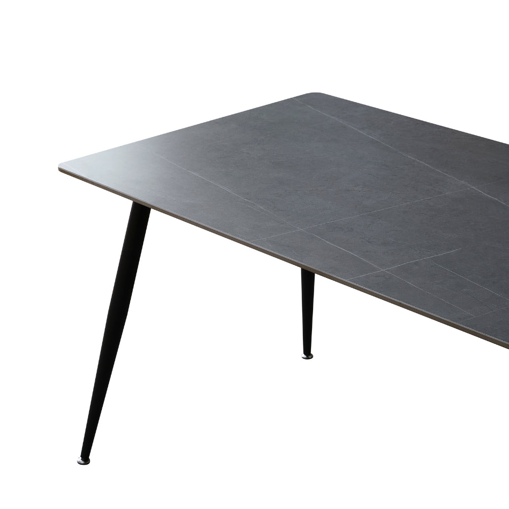 Tavolo con piano in ceramica effetto marmo grigio opaco 140x80 cm - Mila