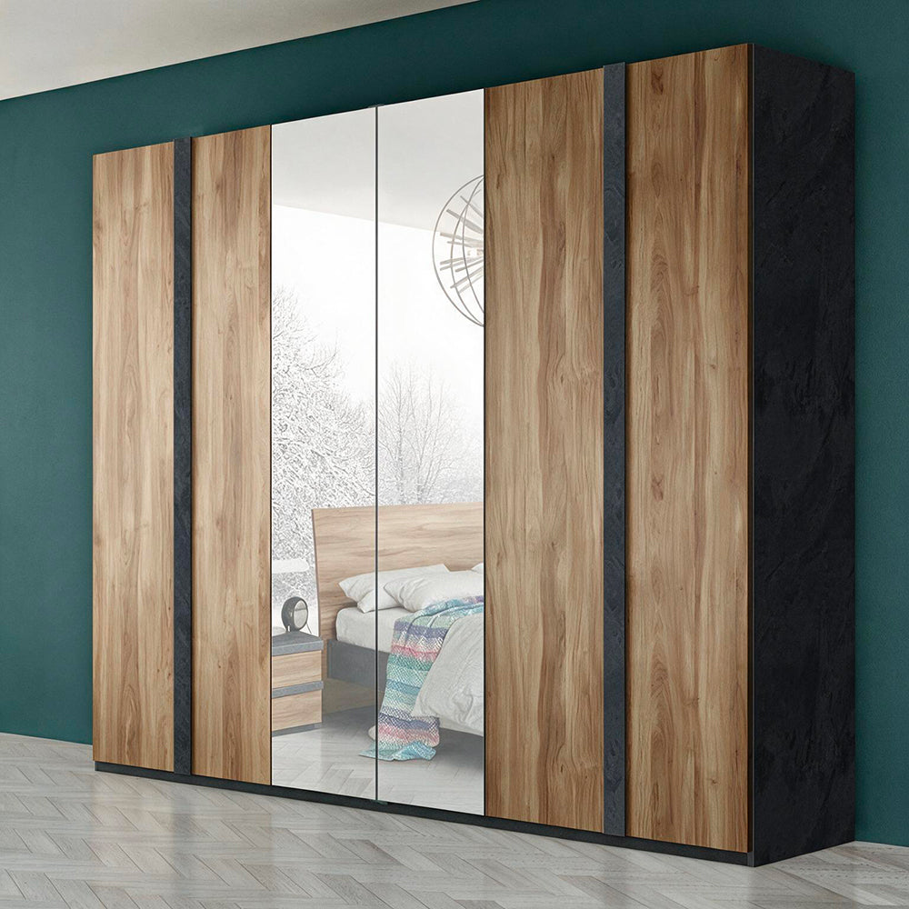 Camera da letto completa con armadio e letto colore noce dark - Borghese