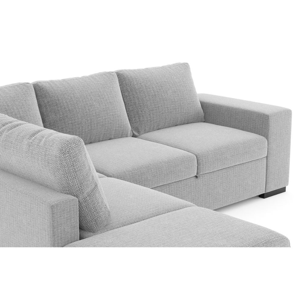 Divano angolare reversibile con funzione letto e bracciolo contenitore colore grigio - Jemmy