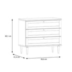 Cassettiera 3 cassetti in rovere con dettagli effetto Rattan 90.4x41.4x80H Livia