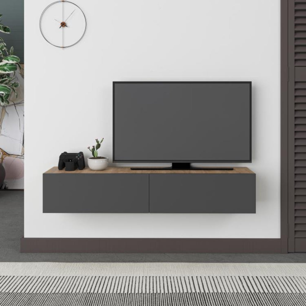 Mobile porta Tv sospeso ante a ribalta colore rovere antracite Francy