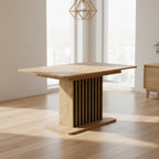 Tavolo allungabile rovere con allunga nera e struttura centrale con listelli 130x85x75H Kadi