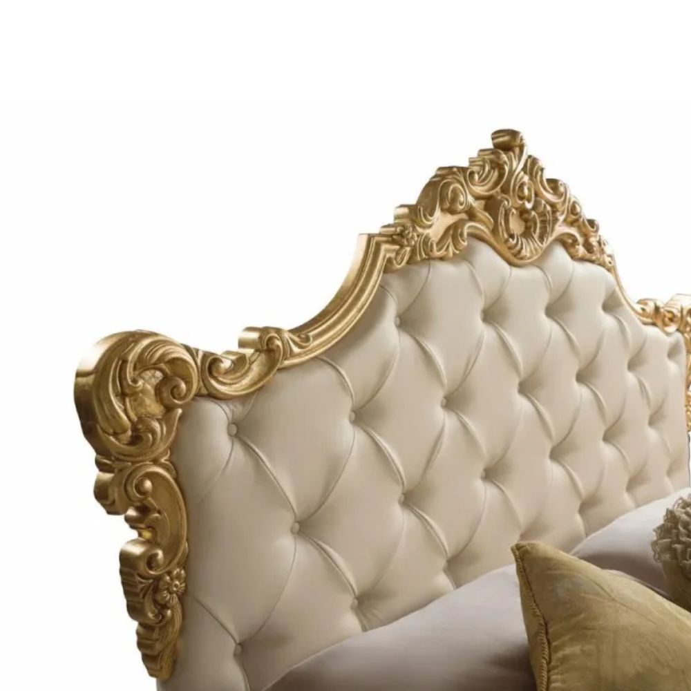 Letto matrimoniale con contenitore e testiera capitonnè colore crema - Savoia