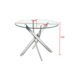 Tavolo rotondo 130x130 cm in vetro temperato con gambe incrociate cromate Peyton