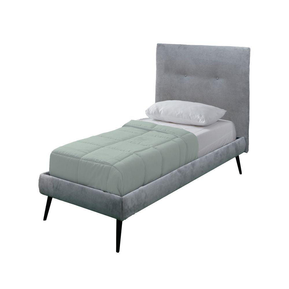 Lit simple avec sommier inclus tissu couleur gris clair - Stiletto