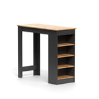Tavolo snack alto antracite e rovere con 3 ripiani laterali 115x50x103H Kivo