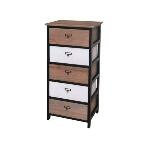 Cassettiera 40x90h in legno con 5 cassetti colore bianco e nero - Industry