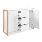 BUFFET NEW DENVER 2 AVEC 3 TIROIRS ET 2 PORTES BATTANTES BLANC ET CHÊNE (003989)
