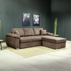 Divano letto con penisola reversibile e contenitore colore cappuccino 260x182x89H Alberta
