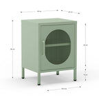 Comodino in metallo con anta reticolata colore verde menta Diora