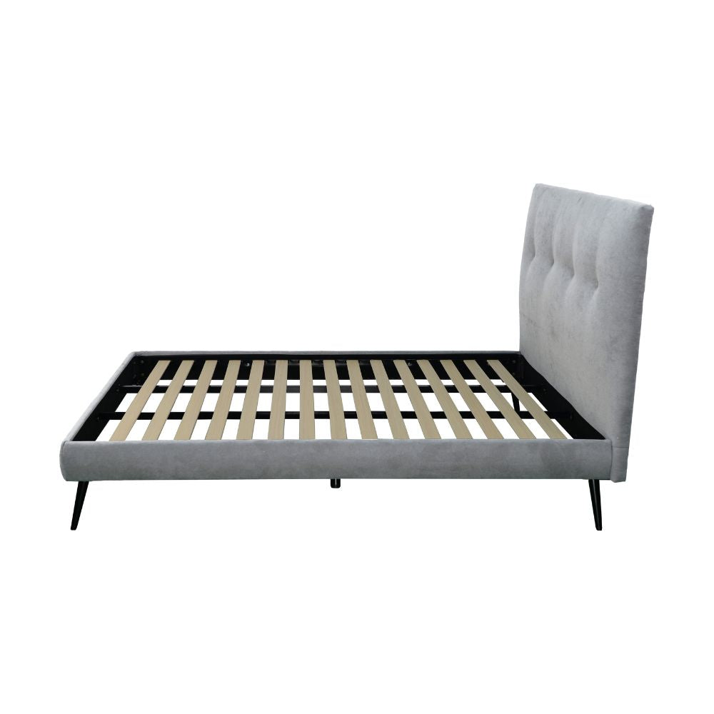 Lit double avec sommier inclus tissu couleur gris clair - Stiletto