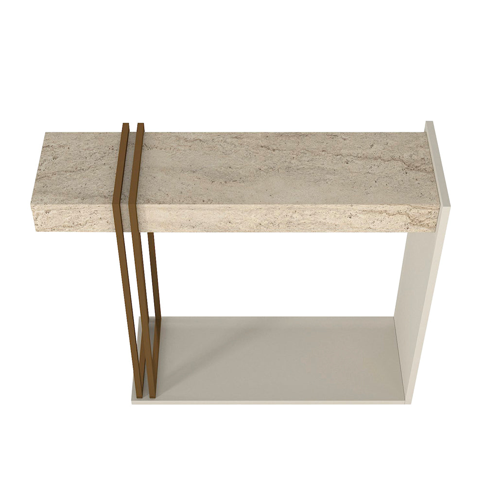 CONSOLE DESCA COULEUR CACHEMIRE ET PLATEAU TRAVERTIN