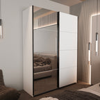Armadio 2 ante scorrevoli con specchio 150x58x205H colore bianco Zegna