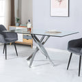 Tavolo 160×90 cm in vetro temperato con gambe incrociate cromate Peyton