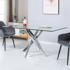 Tavolo 160×90 cm in vetro temperato con gambe incrociate cromate Peyton