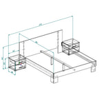 MERIA DOPPELBETT 180 CM MIT NACHTTISCHEN ANTHRAZIT/EICHE