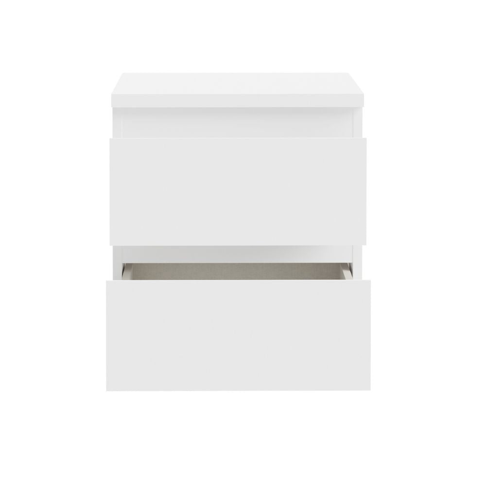 Comodino 2 cassetti colore bianco 41.8x32.2x49.3H Morgan