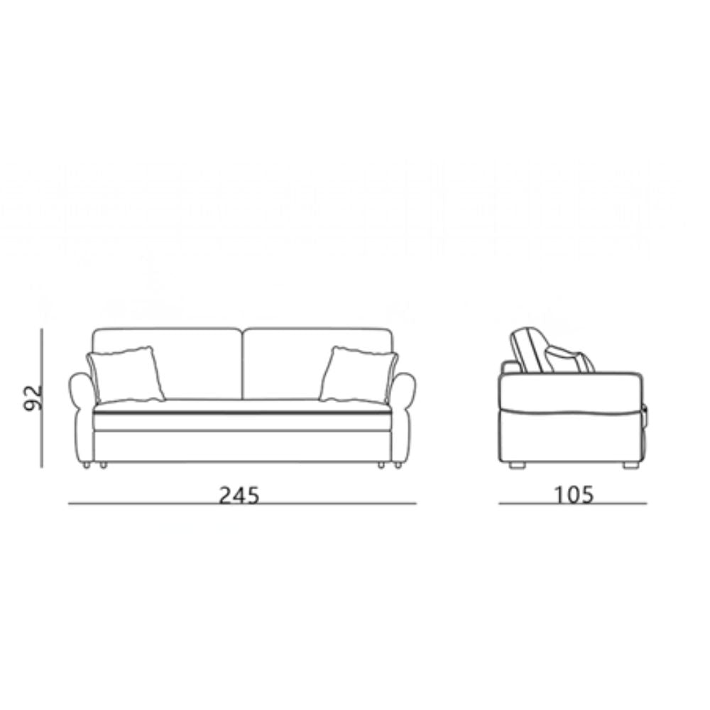 Schlafsofa mit Topper Stoff taupefarben 245x105x92H cm - Tresy
