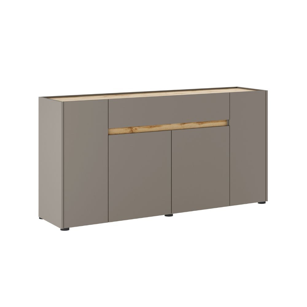 Madia con 4 ante e 1 cassetto colore grigio e rovere 170x85H cm - Solke