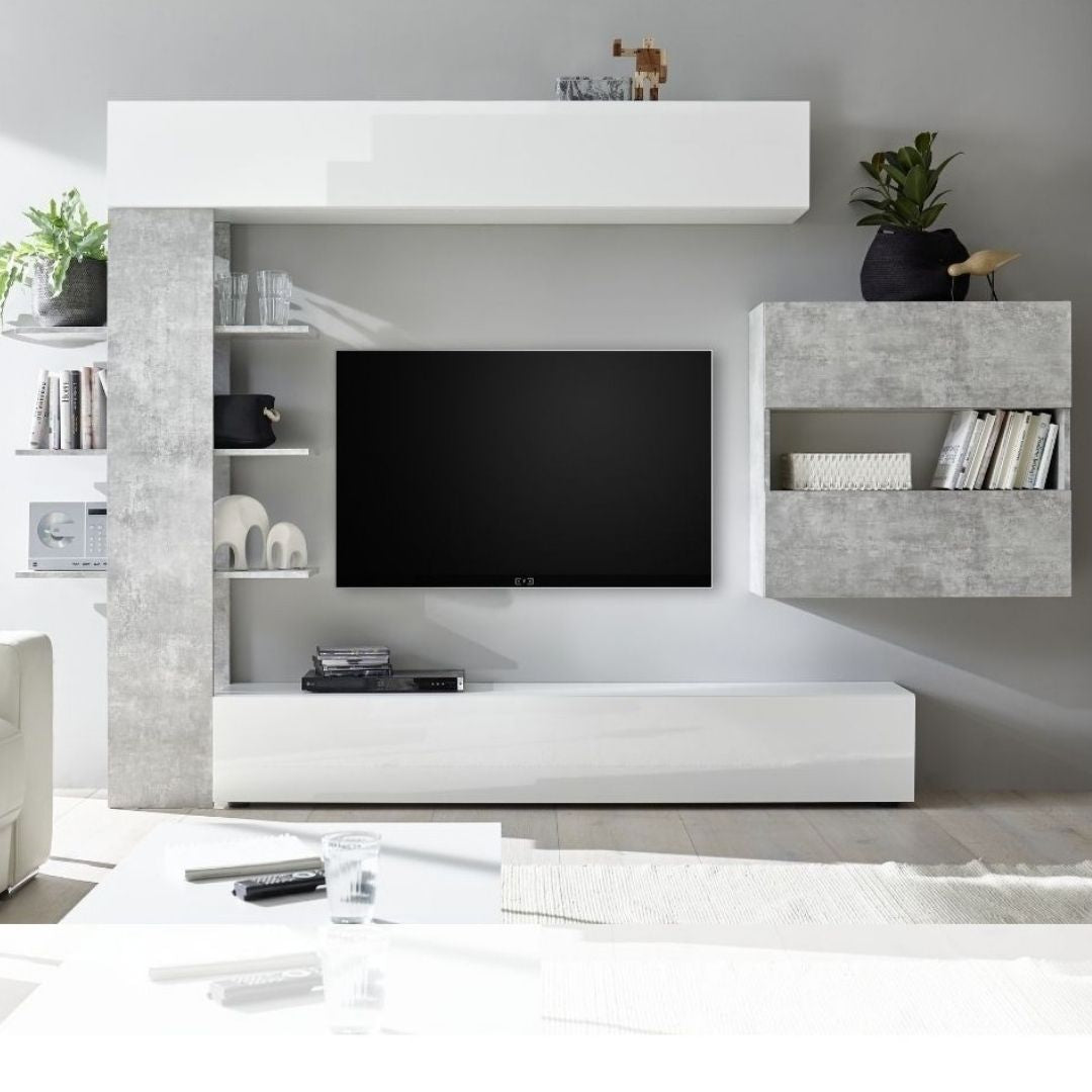 Parete attrezzata libreria colore beton Astrakat