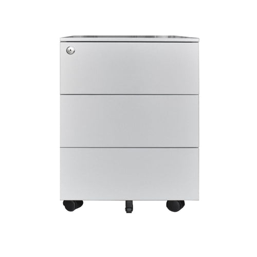 Cassettiera ufficio in ferro con ruote 3 cassetti colore grigio chiaro ESMC03