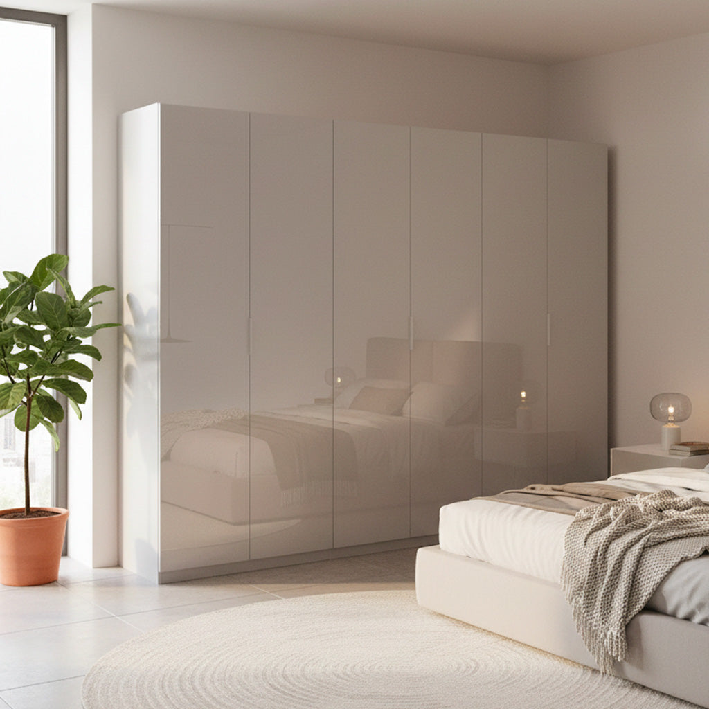 Armadio 275 cm con 6 ante battenti colore bianco lucido - Pavese