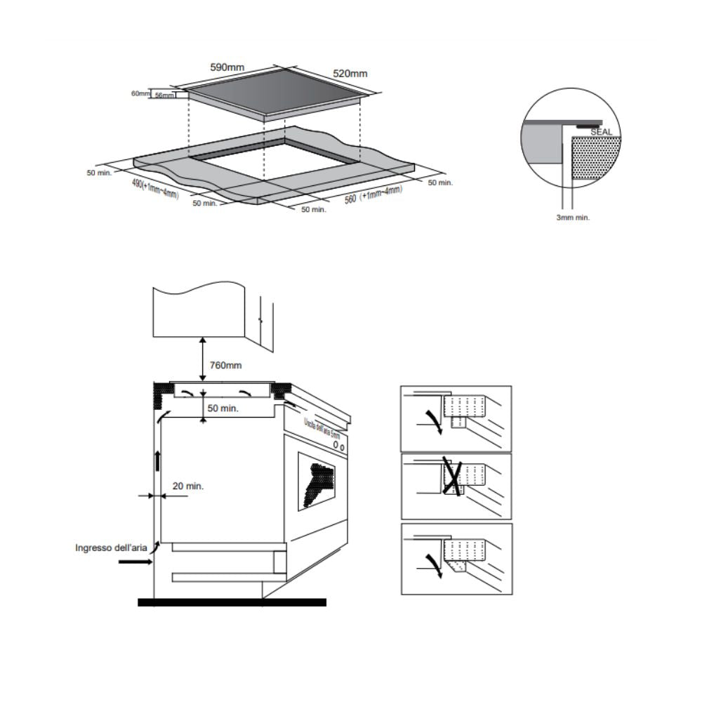 Piano cottura induzione 4 zone colore nero - Master Kitchen MKHI604BK