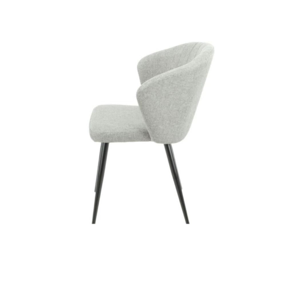 Lot de 2 chaises en tissu gris et pieds en métal noir - Krid
