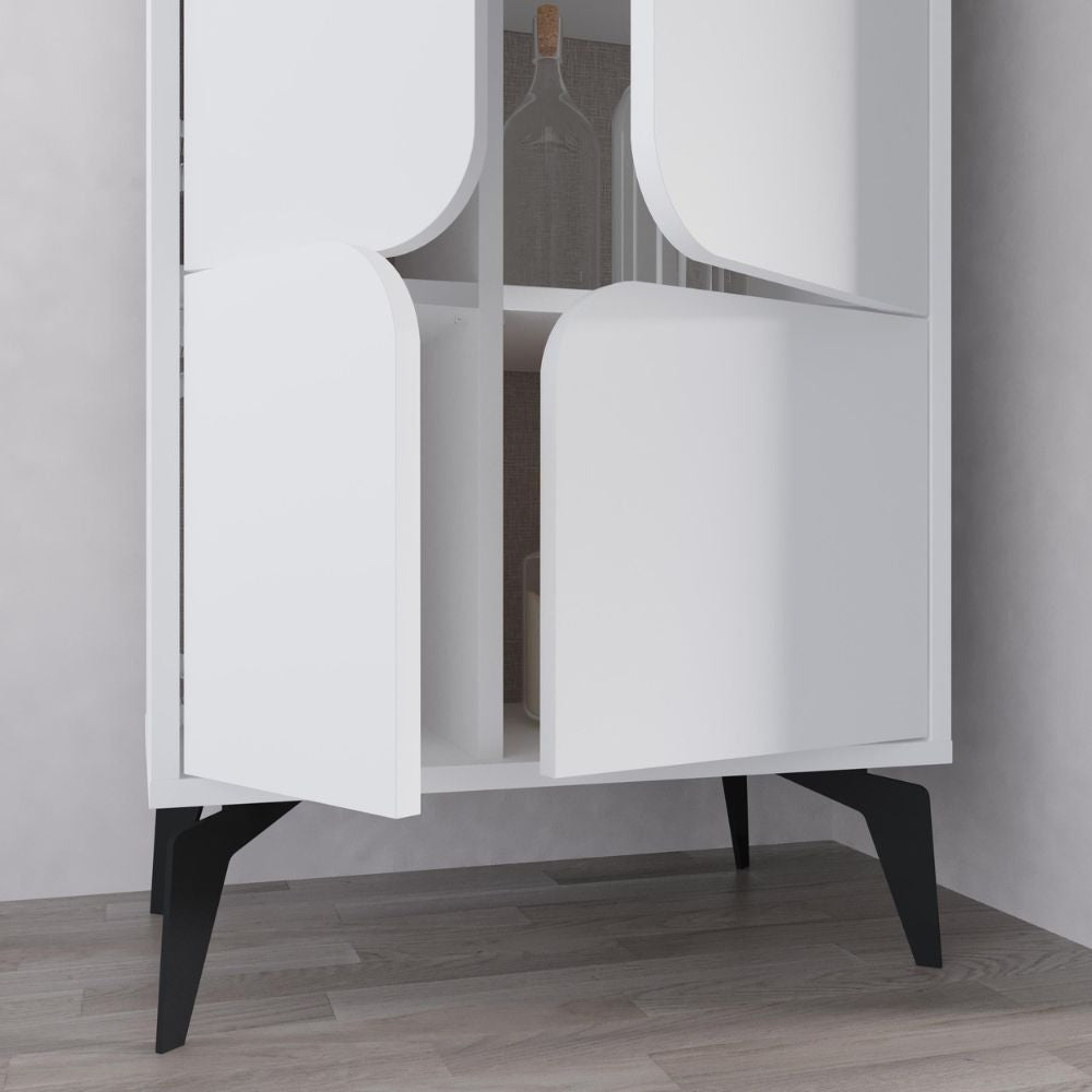 Meuble armoire multi-usages à 4 portes coloris blanc 60x35.6x151H cm - Spotik