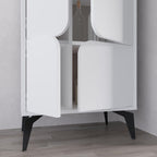 Meuble armoire multi-usages à 4 portes coloris blanc 60x35.6x151H cm - Spotik