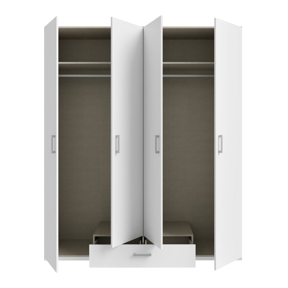 Armoire 4 portes 1 tiroir coloris blanc 177.5x54x210.5H Arcadia