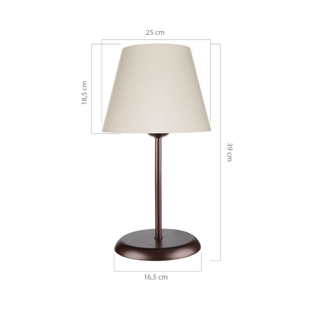 Lampada da tavolo in metallo e paralume tessuto Elva