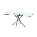 Tavolo 160×90 cm in vetro temperato con gambe incrociate cromate Peyton