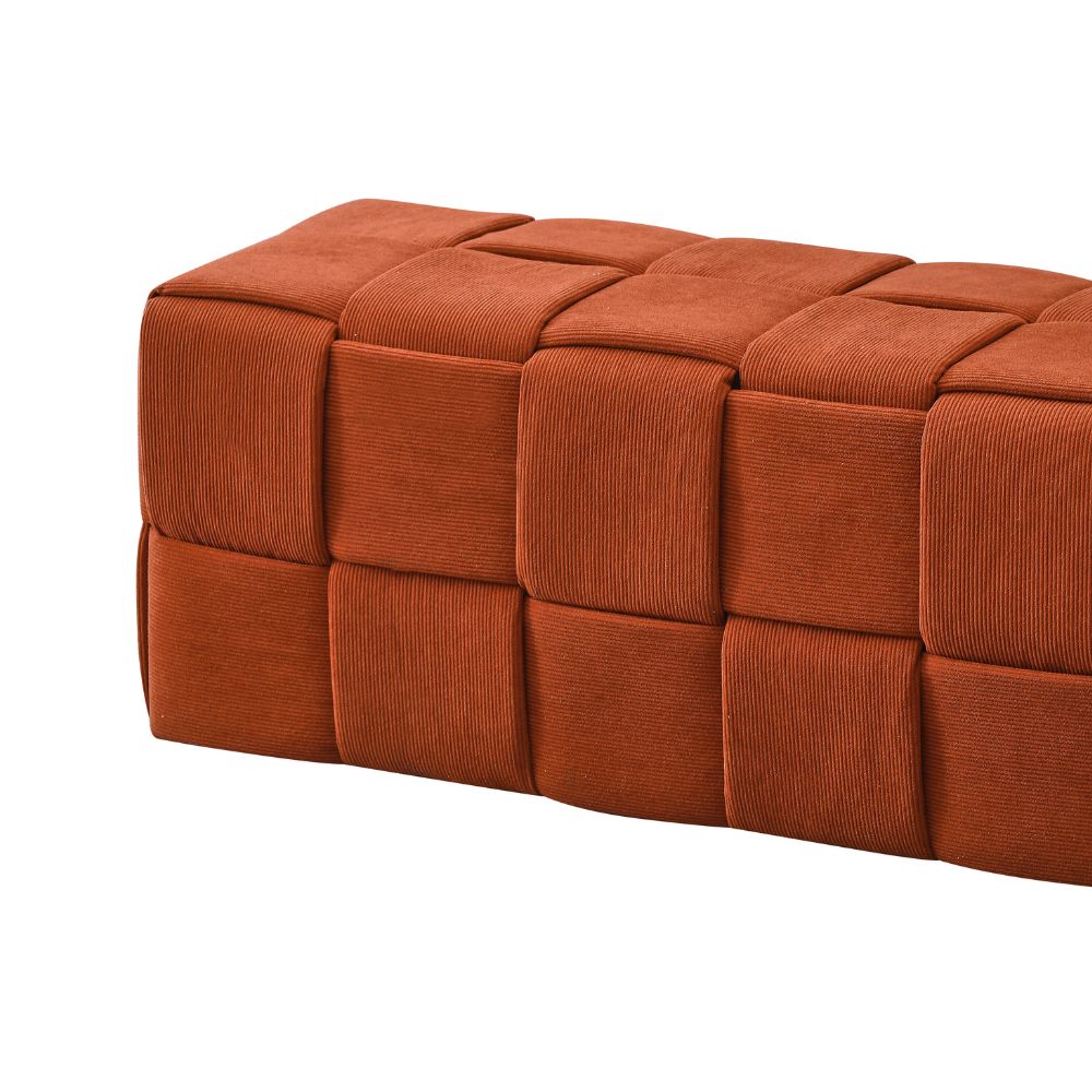 Rechteckiger Pouf in Flechtoptik Rostfarbe 104x39H cm - Artur