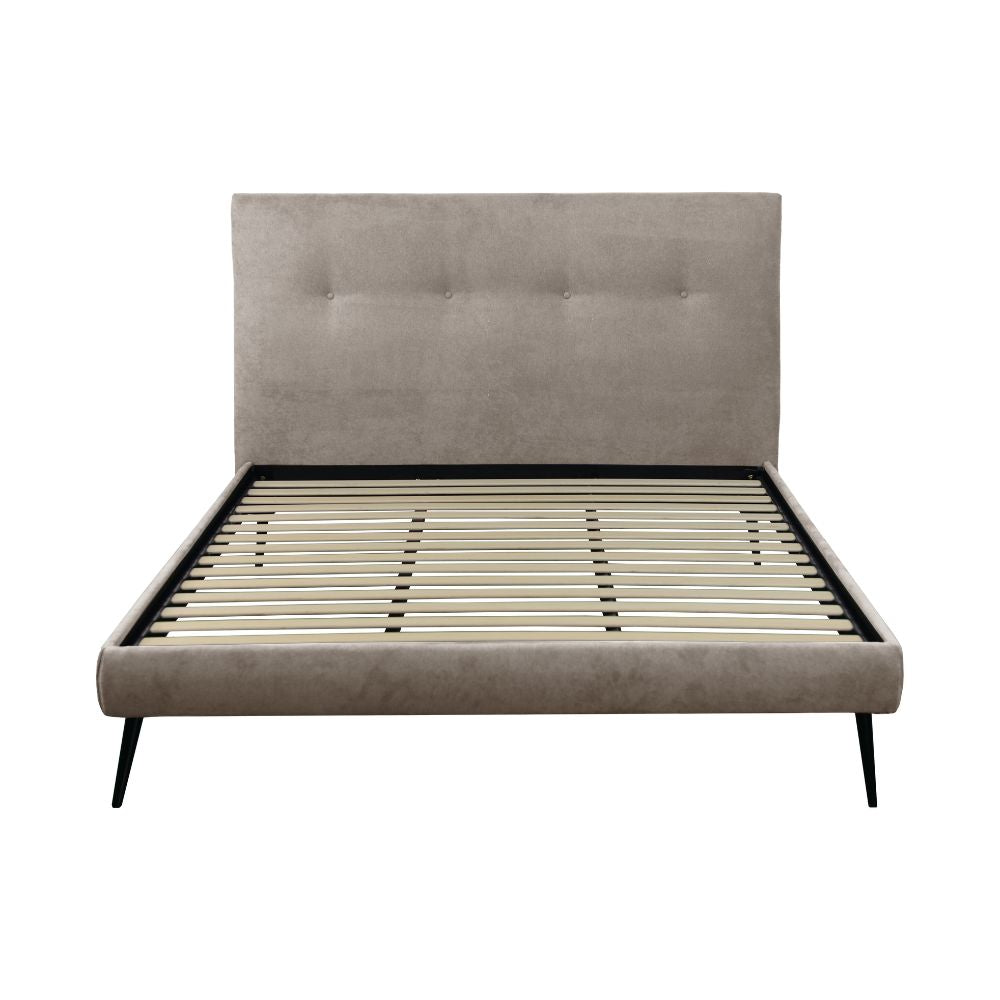 Letto matrimoniale con rete inclusa in tessuto colore tortora Stiletto