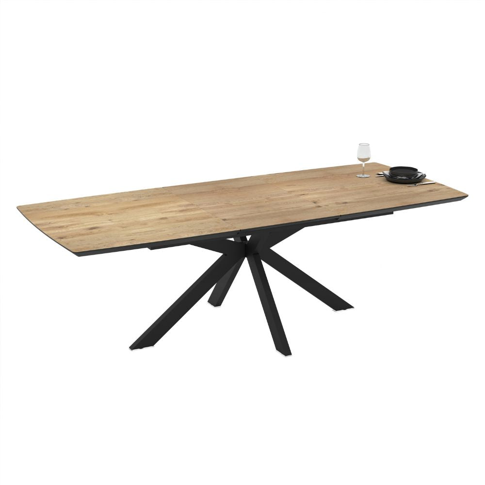 Table extensible plateau chêne et piètement noir 180/240x100x76H Verano