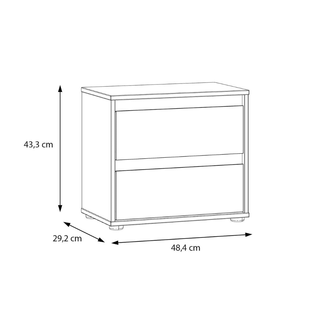 Comodino con 2 cassetti colore rovere e cashmere Neutra